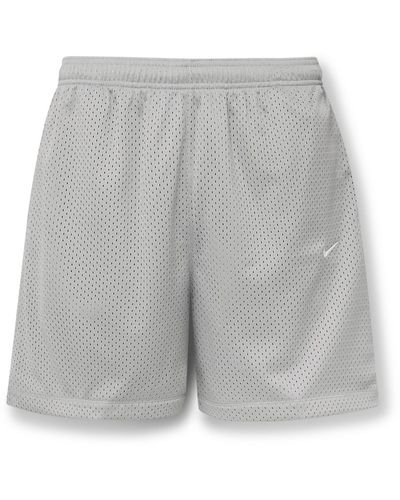 Nike Solo Swoosh Straight-leg Logo-embroidered Mesh Shorts - Gray