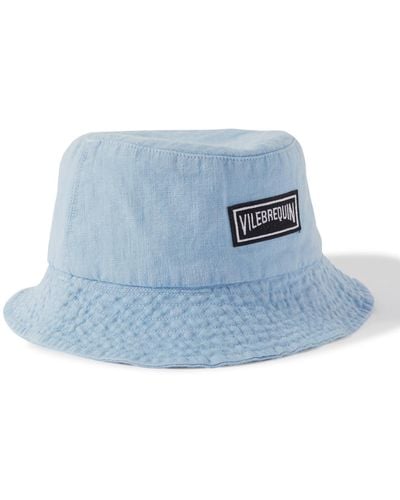 Vilebrequin Logo-appliquéd Linen Bucket Hat - Blue