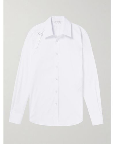 Alexander McQueen Schmal geschnittenes Hemd aus Stretch-Baumwolle mit Gurt - Weiß