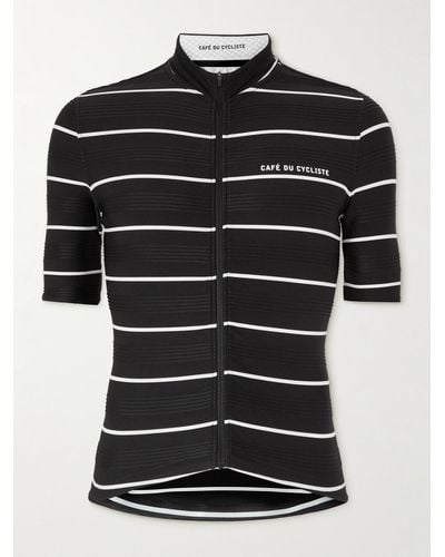 Café du Cycliste Francine Striped Mesh-panelled Cycling Jersey - Black
