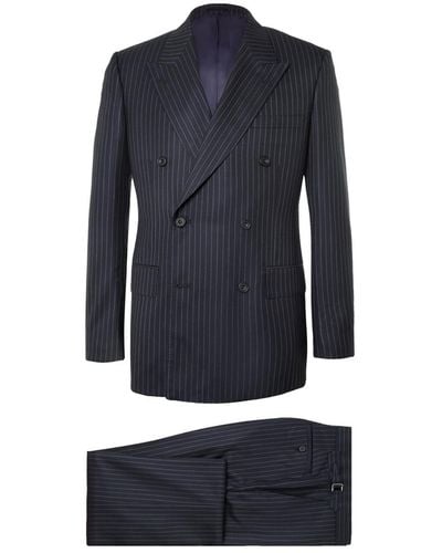 Kingsman Navy Harry Slim-fit Pinstriped Super 120s Wool And Cashmere-blend Suit - Blue