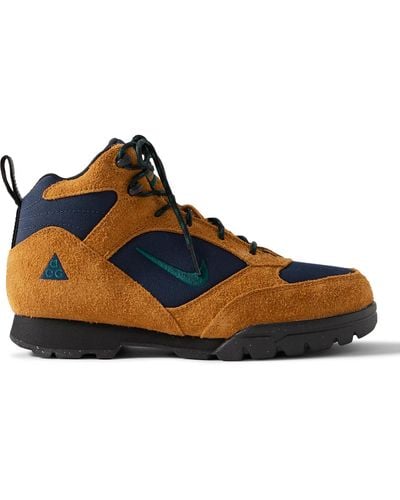 Nike Acg Torre Mid Canvas And Suede Hiking Boots - Brown