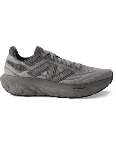 New Balance 1080 Leather-trimmed Mesh Running Sneakers - Gray
