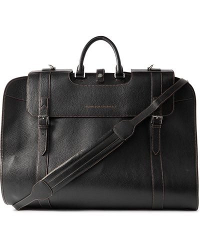 Brunello Cucinelli Full-grain Leather Garment Bag - Black