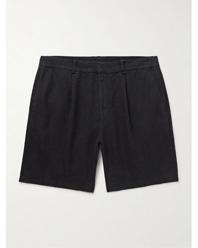 Rag & Bone Elliot Straight-leg Pleated Linen Shorts - Black