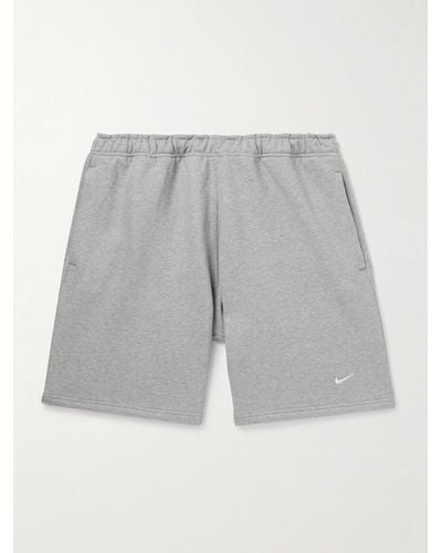 Nike Solo Swoosh Logo-embroidered Cotton-blend Jersey Shorts - Grey