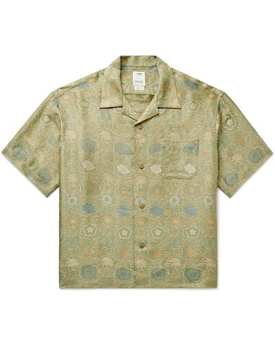 Visvim Copa Camp-collar Floral-jacquard Silk-blend Shirt - Green