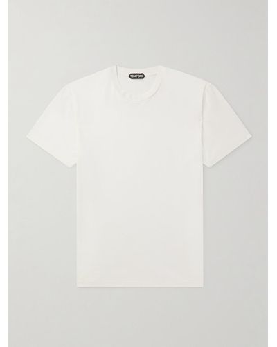 Tom Ford T-Shirt aus Jersey aus einer Seiden-Baumwollmischung - Weiß