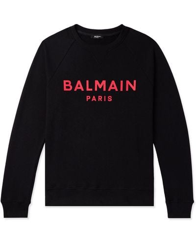 Balmain Logo-print Cotton-jersey Sweatshirt - Black