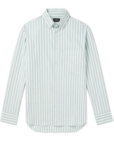 Brioni Striped Cotton-poplin Shirt - Blue