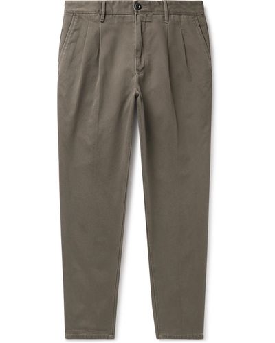 Incotex Slim-fit Tapered Pleated Cotton-twill Chinos - Gray