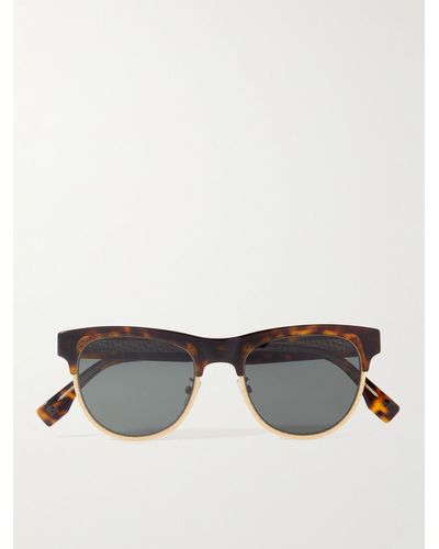 Fendi Sonnenbrille mit D-Rahmen aus Azetat in Schildpattoptik und goldfarbenen Details - Schwarz
