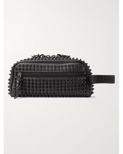 Christian Louboutin Studded Full-grain Leather Wash Bag - Black
