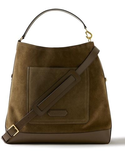 Tom Ford Leather-trimmed Suede Tote Bag - Natural