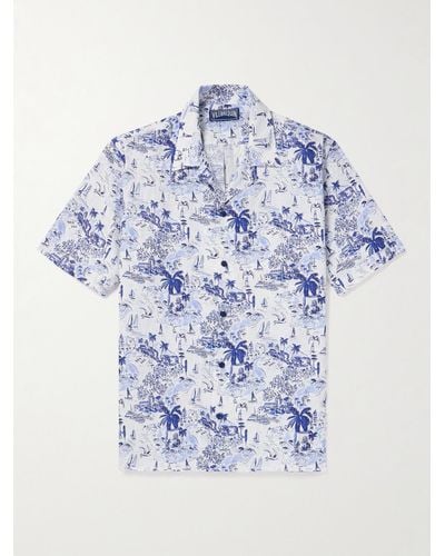 Vilebrequin Charli Camp-collar Printed Linen Shirt - Blue