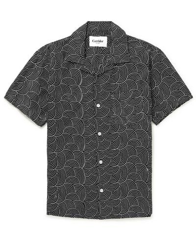 Corridor NYC Mind Spin Camp-collar Embroidered Cotton Shirt - Black