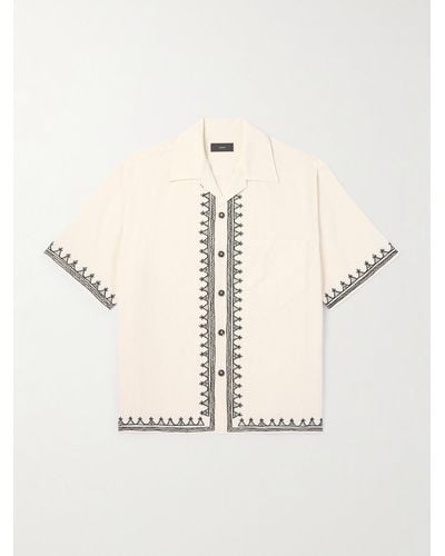 Alanui Akasha Camp-collar Embroidered Striped Cotton-blend Shirt - Natural