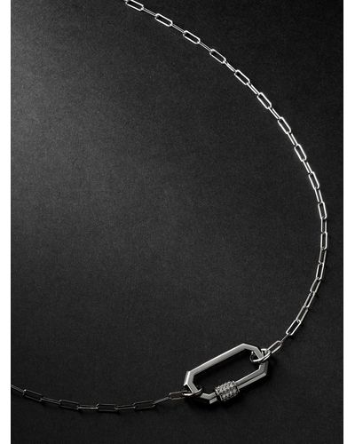 AS29 Lock Medium Blackened And White Gold Diamond Necklace