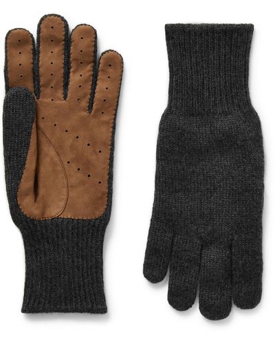 Brunello Cucinelli Suede-trimmed Cashmere Gloves - Black