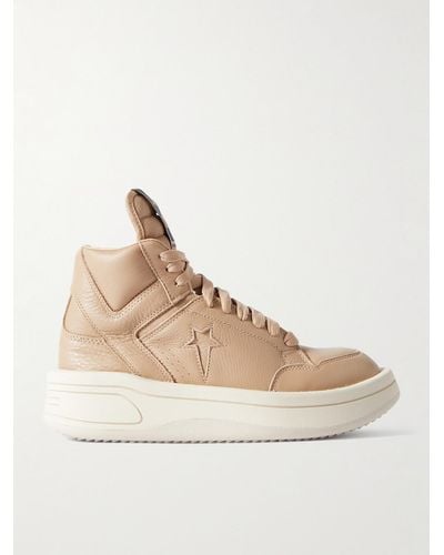 Rick Owens Converse Turbowpn Full-grain Leather High-top Trainers - Natural