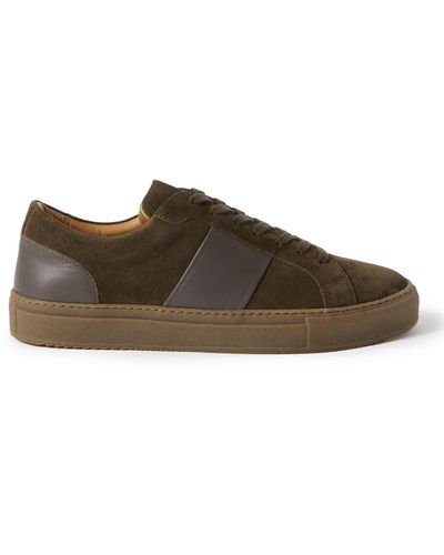 MR P. Alec Leather-trimmed Regenerated Suede By Evolo® Sneakers - Brown