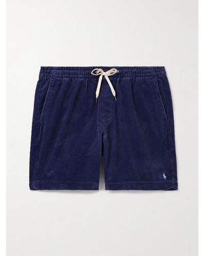 Polo Ralph Lauren Shorts a gamba dritta in velluto a coste di cotone con coulisse Prepster - Blu
