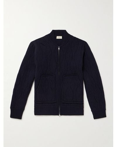 Altea Quilted Padded Wool-blend Bomber Jacket - Blue