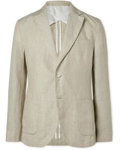 Frescobol Carioca Paulo Unstructured Linen Suit Jacket - Natural