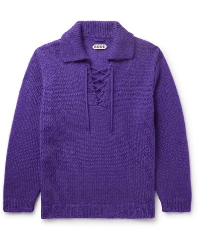 Bode Alpine Mohair-blend Sweater - Purple