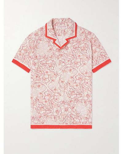 Orlebar Brown Hibbert Camp-collar Floral-print Crepe Shirt - Pink