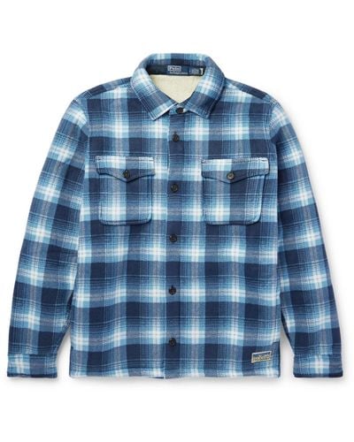 Polo Ralph Lauren Checked Recycled-fleece Shirt Jacket - Blue