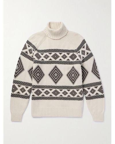 Brunello Cucinelli Fair Isle Cashmere Rollneck Jumper - Multicolour