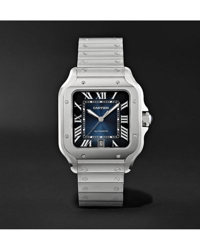 Cartier Santos De Automatic 39.8mm Interchangeable Stainless Steel And Leather Watch - Black