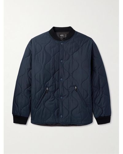 A.P.C. Florent Quilted Shell Jacket - Blue