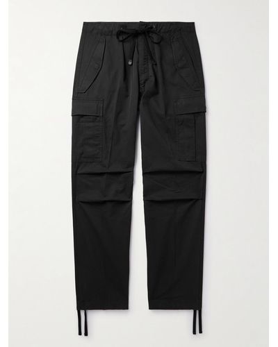 Tom Ford Pantaloni cargo a gamba dritta in twill di cotone con coulisse New Enzyme - Nero