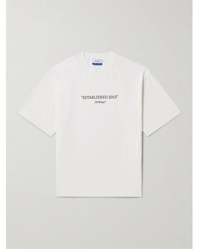 Off-White c/o Virgil Abloh T-shirt in jersey di cotone con stampa - Bianco