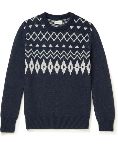 Oliver Spencer Blenheim Slim-fit Fair Isle Wool Sweater - Blue