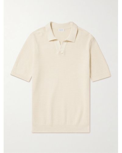 Sunspel Cotton Polo Shirt - Natural