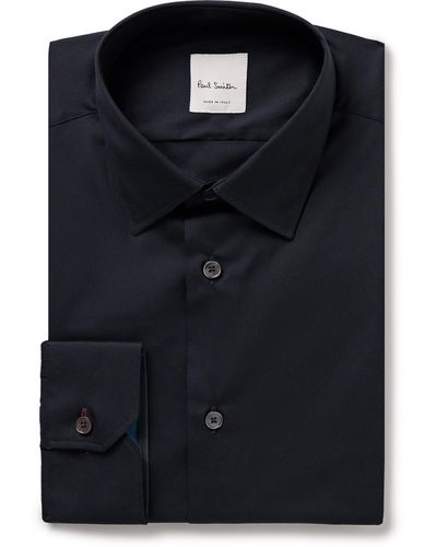 Paul Smith Slim-fit Cotton-blend Poplin Shirt - Black