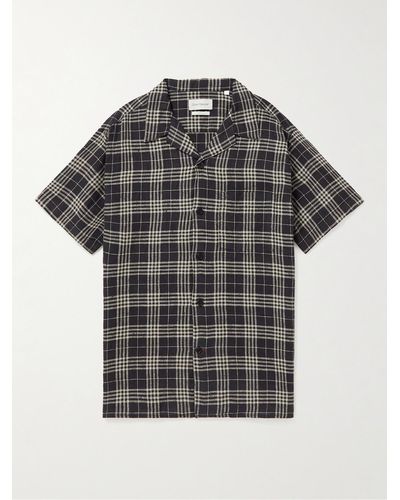 Oliver Spencer Havana Camp-collar Checked Linen Shirt - Black
