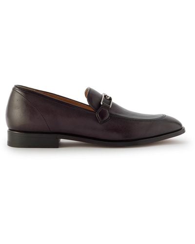 Berluti B Volute Embellished Leather Penny Loafers - Black