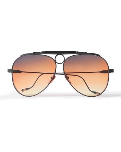 Jacques Marie Mage Diamond Cross Ranch Aviator-style Black-tone Sunglasses - Natural