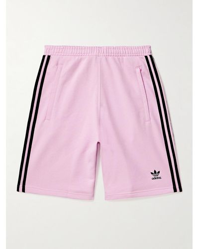 adidas Originals Gerade geschnittene Shorts aus Baumwoll-Jersey mit Kordelzugbund - Pink