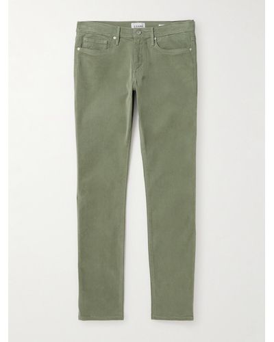 FRAME L'homme Slim-fit Stretch Lyocell-blend Pants - Green