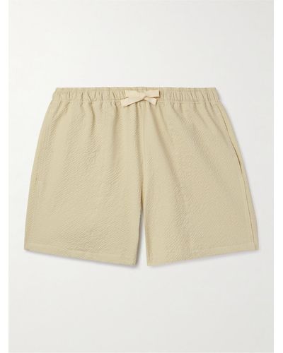 Howlin' Magic Straight-leg Cotton-blend Seersucker Drawstring Shorts - Natural