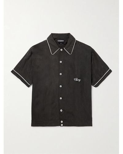 CHERRY LA Smoking Logo-embroidered Voile Shirt - Black