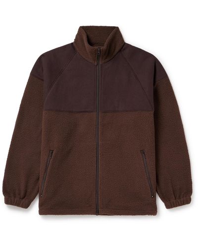 Beams Plus Mil Paneled Cotton-jersey And Fleece Zip-up Jacket - Brown