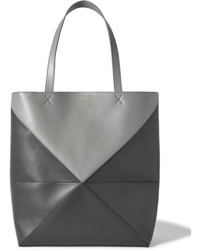 Loewe Puzzle Large Two-tone Leather Tote Bag - Gray