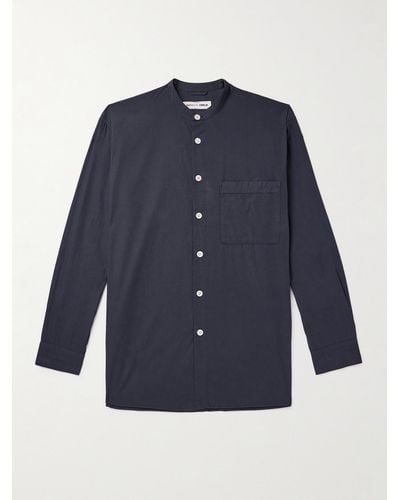 Tekla Birkenstock Organic Cotton-poplin Pyjama Shirt - Blue