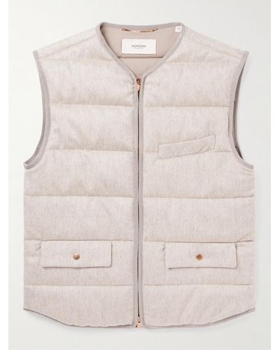Agnona Slim-fit Quilted Padded Cashmere Gilet - Natural